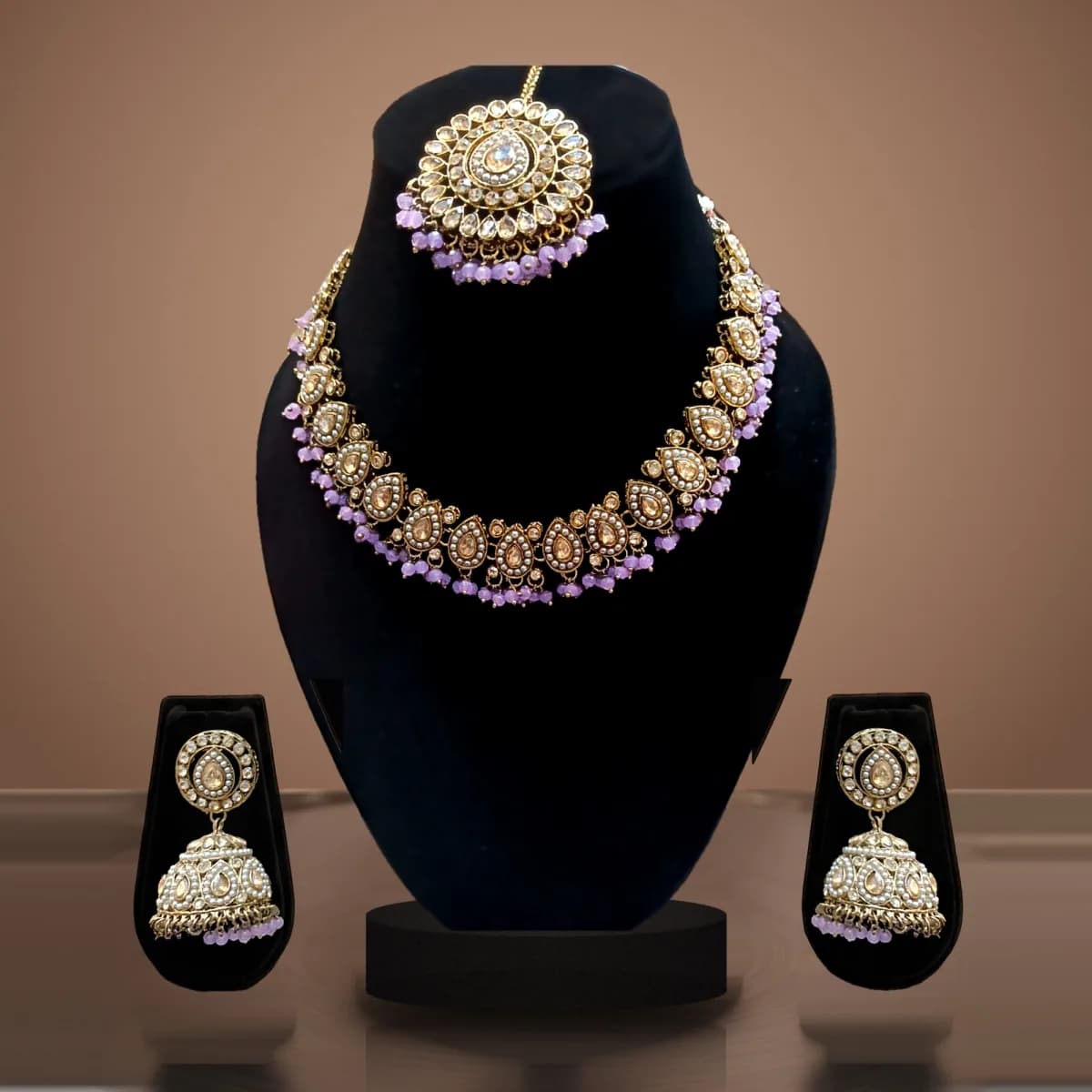 Noor Lavender Pearl Jhumka Set