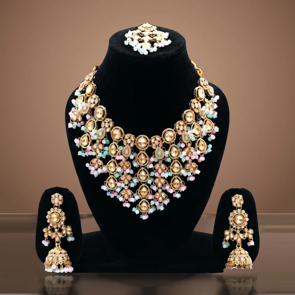 Sitara Pastel Kundan Jhumka Set
